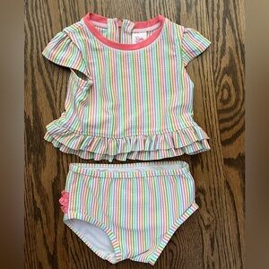 Ruffle Butts Rainbow Striped 2 Piece Bathing Suit